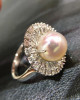 Diamond Flower & Japanese  Akoya Pearl Ring 