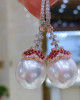 Vantage Diamond Ruby & Australia White South Sea Pearl Earrings 