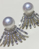 White South Sea Pearl and Dazzling Diamond Fan Earrings