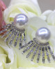 White South Sea Pearl and Dazzling Diamond Fan Earrings