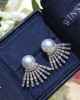 White South Sea Pearl and Dazzling Diamond Fan Earrings