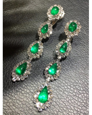 Diamond Drop Emerald Earrings 