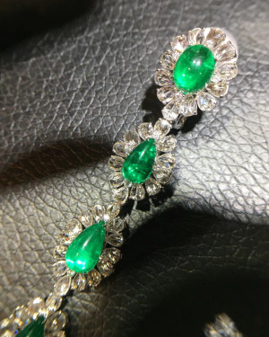 Diamond Drop Emerald Earrings 