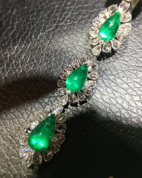 Diamond Drop Emerald Earrings 