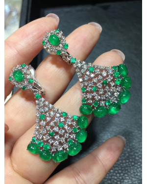 Emerald Diamond Sector  Earrings