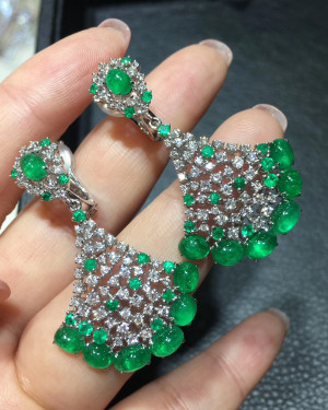 Emerald Diamond Sector  Earrings