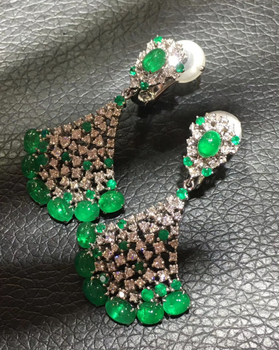 Emerald Diamond Sector  Earrings