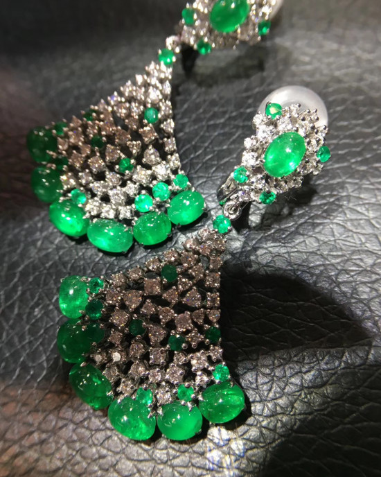 Emerald Diamond Sector  Earrings