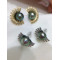 Diamond Sun Flower Tahitian Pearls Peacock Earrings  