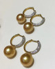 AAAA+  Intense Golden South Sea Pearls and Diamond Earrings 