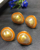 Keshi Golden South Sea Pearls and Diamond Earrings 