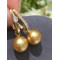 Deep Golden South Sea Pearls and Diamonds Earrings 