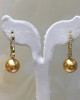 Deep Golden South Sea Pearls and Diamonds Earrings 