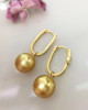 Deep Golden South Sea Pearls and Diamonds Earrings 