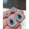 Japanese Akoya and Emerald Eiamond Earrings 