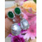 Baroque Australian White South Sea Pearls and Emerald Diamond Earrings 