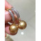 AAAA+  Intense Golden South Sea Pearls and Diamond Earrings 