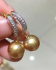 AAAA+  Intense Golden South Sea Pearls and Diamond Earrings 