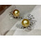 AAAA+ Golden South Sea Pearls and Diamonds Firework Earrings 