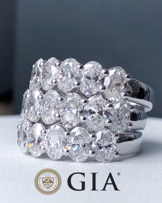 2.1 Carat Oval Diamond Eternity Ring GIA Certified 