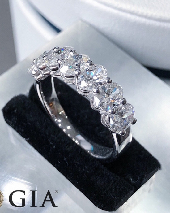 2.1 Carat Oval Diamond Eternity Ring GIA Certified 