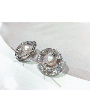 Eternity Diamond Circle and Japanese Akoya Pearls 