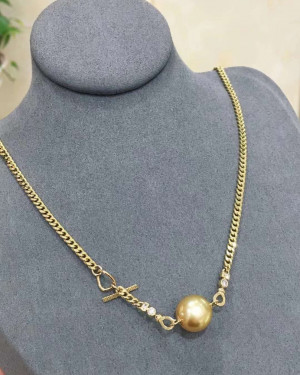 Incredible Combo---South Sea Golden Pearl +18K gold chain 