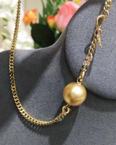 Incredible Combo---South Sea Golden Pearl +18K gold chain 