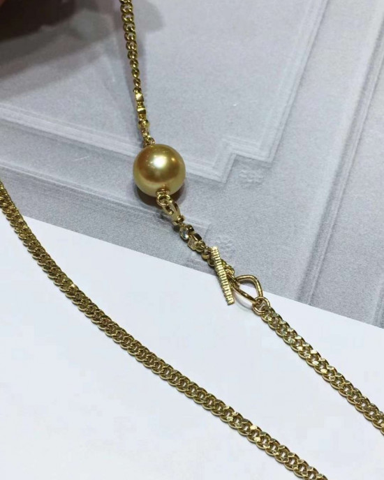 Incredible Combo---South Sea Golden Pearl +18K gold chain 